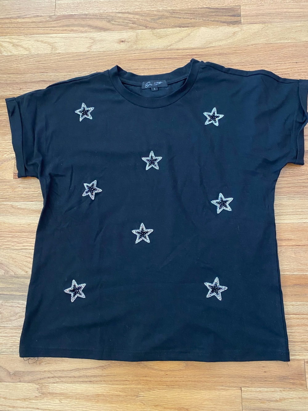 Black Crystal Star Embellished Tee